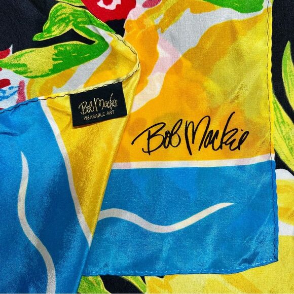 Bob Mackie Wearable Art 100% Silk Floral Print Scarf - Picture 8 of 9